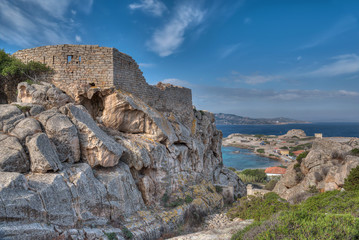 Fototapeta na wymiar Landscape Sea Fort Stronghold Ruin in Sardinia La Maddalena