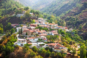 Gordijnen Small village in cyprus mountain. © Dmytro Panchenko