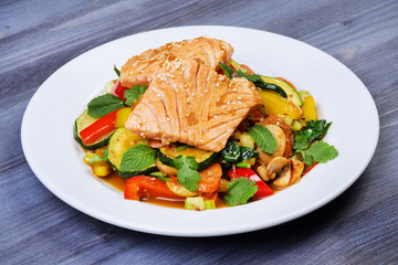 Close up shot of roast goat cheese salad