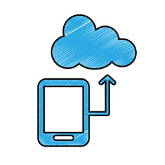 cellphone with cloud storage icon image vector illustration design 