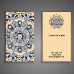 Business Card. Vintage decorative elements. Ornamental floral bu