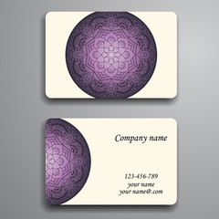 Business Card. Vintage decorative elements. Ornamental floral bu