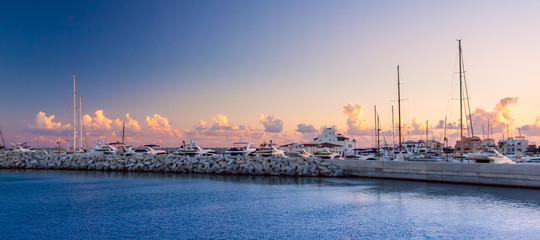 Limassol Old Port at sunset. Cyprus.