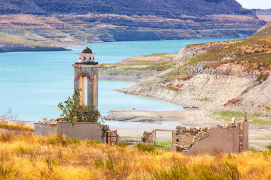 Alassa church at the Kouris Reservoir. Cyprus.