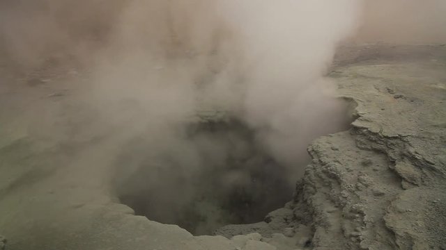 Active fumaroles in the volcano Mutnovsky, Kamchatka,