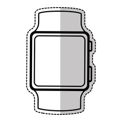 sticker of smart watch icon over white background. wearable technology devices design. vector illustration