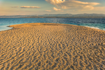 Adriatic symbol Golden Horn. / View at famous adriatic beach Golden Horn with sandy cape of the beach stretches into sea and changes direction with tides and the wind. 