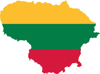 Lithuania map with flag