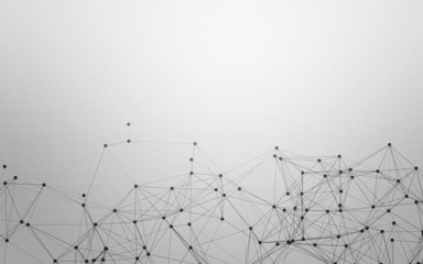 3D Abstract Polygonal White Background with Low Poly Connecting Dots and Lines - Connection Structure - Futuristic HUD Background