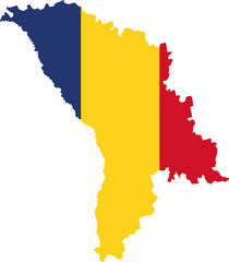 Moldova map with flag