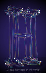 Vector illustration of a Multicolor sketched H. Hand drawn 3D H.