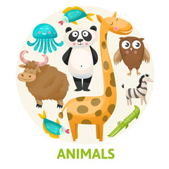 circular composition with zoo animals