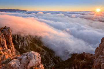 The magnificent view from Ai-Petri mountain, Crimea, at sunrise