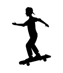 Fototapeta na wymiar silhouette guy cap young skating walking vector illustration eps 10