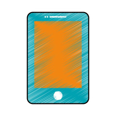 smartphone device icon over whire background. sketch and draw design. vector illustration
