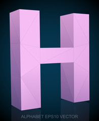 Abstract Pink 3D polygonal H with reflection. EPS 10 vector.