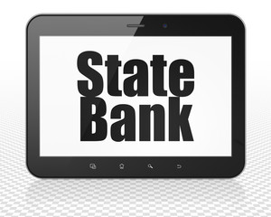 Currency concept: Tablet Pc Computer with State Bank on display