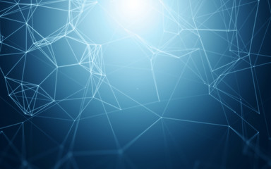 Abstract Polygonal Space Blue Background with Connecting Dots and Lines | Network - Data Visualization Illustration