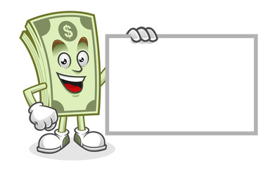 Blank paper Dollar bill mascot, Money character, Dollar cartoon
