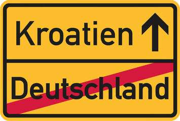 Obraz premium From germany to croatia - german village sign
