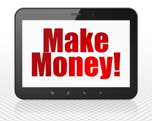 Fototapeta premium Finance concept: Tablet Pc Computer with Make Money! on display