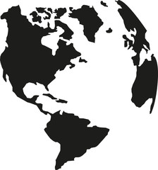Planet earth with american continents silhouette