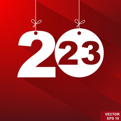 New Year. 2023. The figures isolated on red background. Celebration. The calendar.