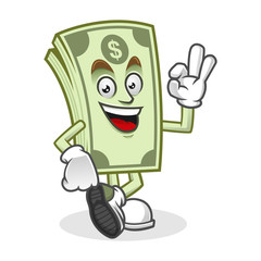 OK Dollar bill mascot, Money character, Dollar cartoon
