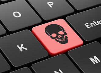 Health concept: Scull on computer keyboard background