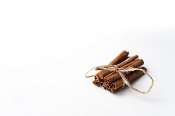 cinnamon sticks on a white background