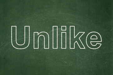Social media concept: Unlike on chalkboard background