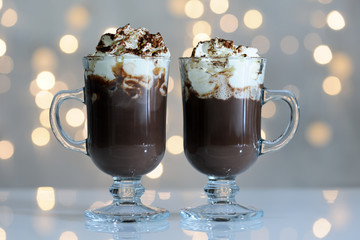 glasses with hot chocolate