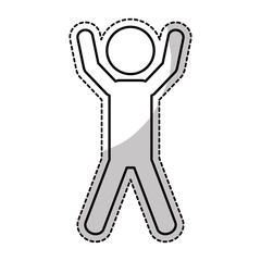 figure of person with arms up over white background. vector illustration