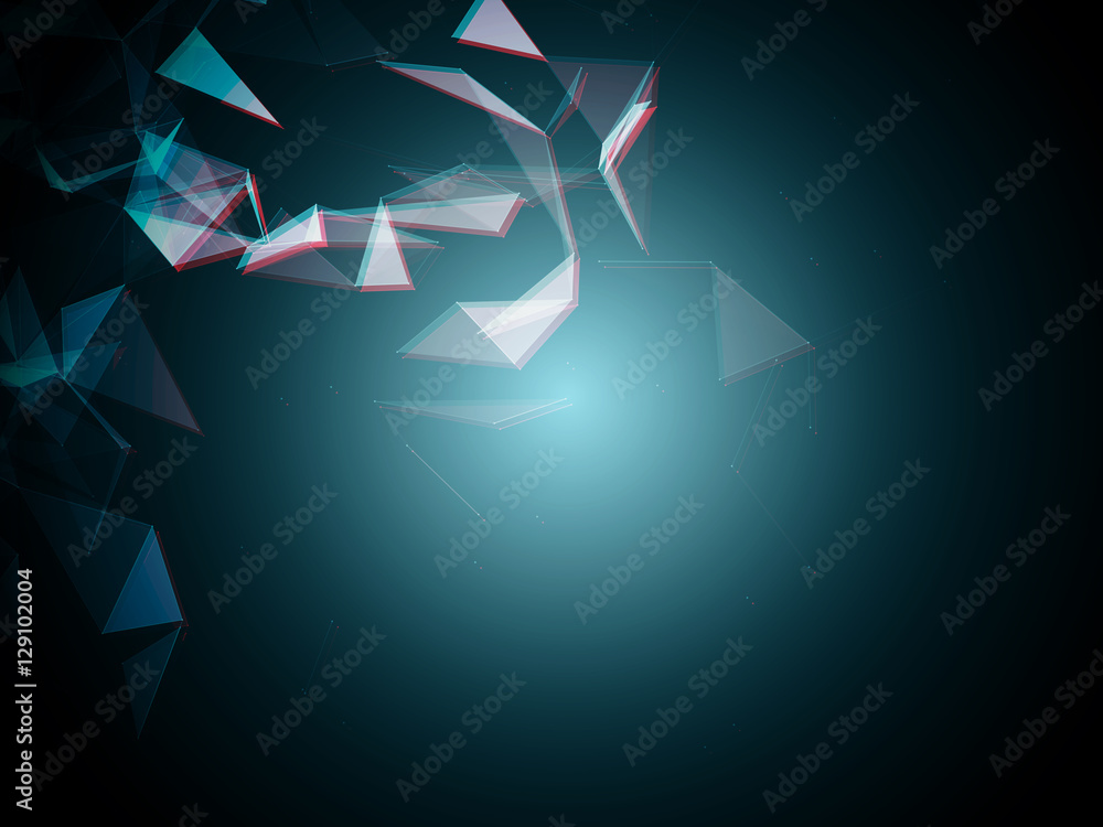 Poster abstract 3d polygonal space background with connecting dots, lines ans shapes | eps10 vector illustr