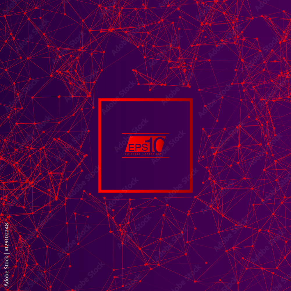 Poster 3d red and purple abstract mesh background with circles, lines and shapes | eps10 design layout