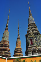 Thailand, Bangkok - close up and detail shot in Wat Phra Kaew, temple of the emerald Buddha and...