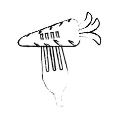 fork with carrot vegetable icon over white background. healthy food design. vector illustration