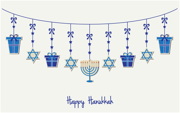Happy Hanukkah greeting card or background. vector illustration