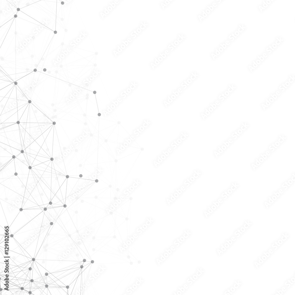 Poster black and white abstract polygonal space | white background with black connecting dots and lines | f