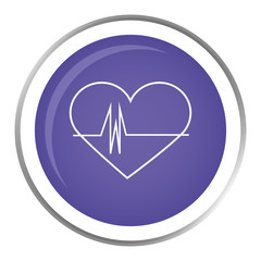 button with cardio pulse icon inside over white background. vector illustration