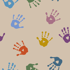 Seamless abstract pattern with prints of children's hands