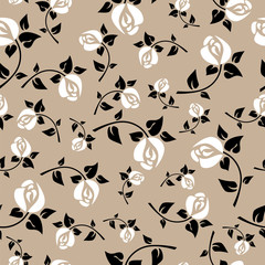 Fototapeta premium Floral seamless pattern with stylish white roses