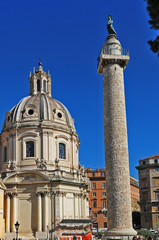 Obraz premium Roma, colonna Traiana e Santa Maria di Loreto