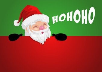 Funny cartoon illustration of a peeping Santa Claus