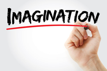 Hand writing Imagination with marker, concept background