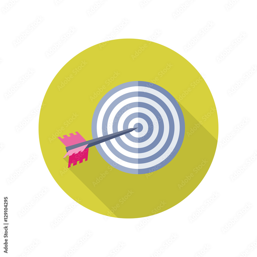 Poster arrow in target vector icon in flat style design