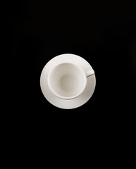 View top. Cup on black background.