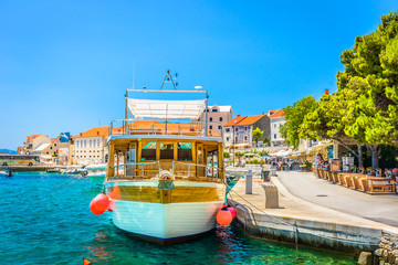 Mediterranean scenery town Bol. / View at mediterranean colorful scenery in old touristic town Bol,...