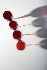 diogonal line of wine glasses