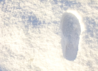 Footstep in the white Snow
